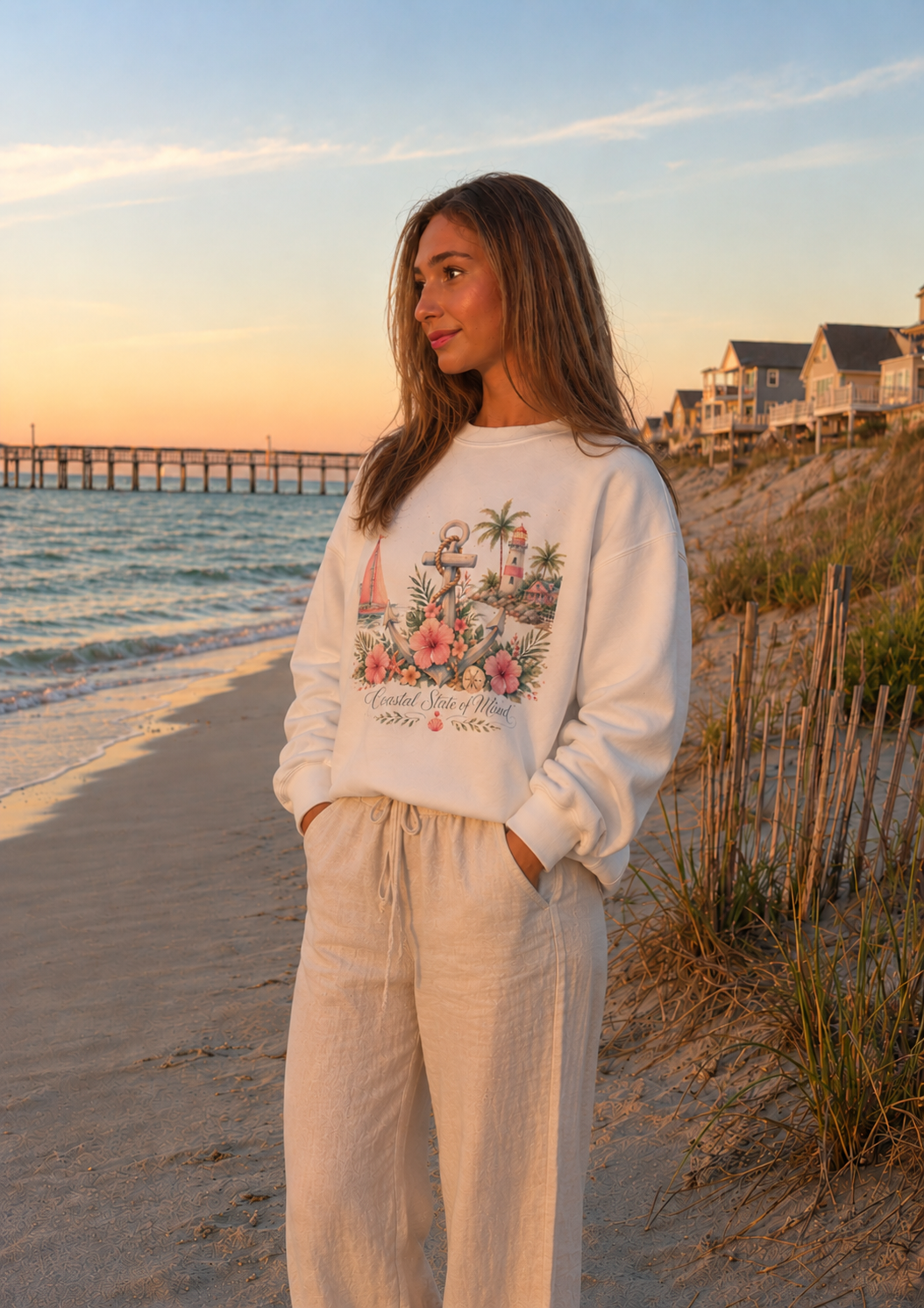 Tropical Anchor Coastal Crewneck