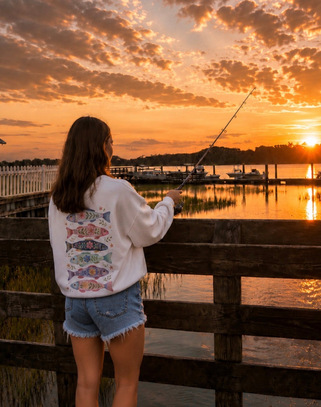Floral Fish Coastal Crewneck