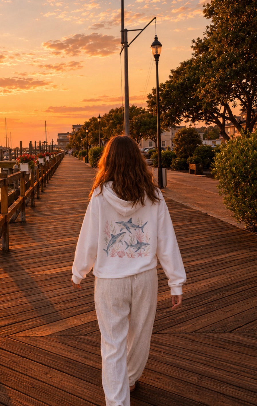 Floral Shark Coastal Hoodie